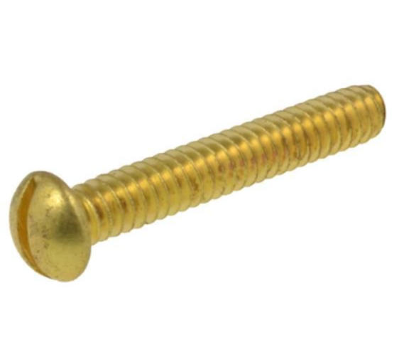 ROUND SLOT MACHINE SCREW BRASS UNC 1/4 X 1-1/2 